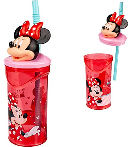 alles-meine.de GmbH 3D Effekt Trinkbecher - Trinkhalmbecher - - Minnie Mouse - mit Strohhalm & Deckel - BPA frei - 350 ml - Tritan - Kunststoff Plastik - durchsichtig transpare..