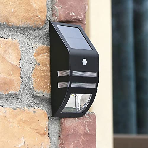 Solar LED Wandleuchte Gartenleuchte Outdoor Solarpanel Solarstrahler Outdoor Gartendekoration Außenleuchte Warmes Licht (Schwarz)