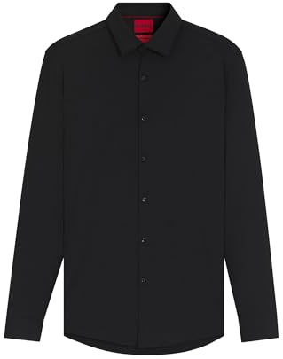 HUGO Camicia Uomo Slim Fit Kenno in Jersey Elasticizzato 50481195 4063535754066-39 Nero 39