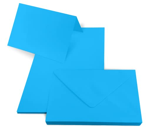 Netuno 25 Falt-Karten mit Kuvert blanko DIN B6 Karten Rainbow Dunkelblau farbige Briefumschläge mit Faltkarten blanko Klappkarten Set mit Umschlag B6 Blankokarten mit Umschlägen Kartenrohlinge bunt