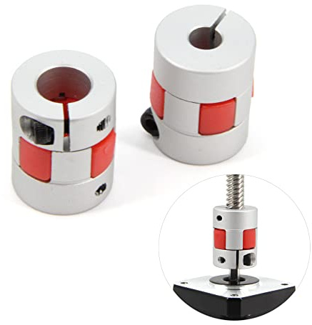Yeebyee 6.35mm bis 10mm Bohrung Aluminium Pflaume Flexible Wellenkupplung Servo SchrittmotorKlaue D20xL25 Stecker Flexible Wellenkupplungen für 3D Drucker/CNC Maschine, 2 Stück/Packung