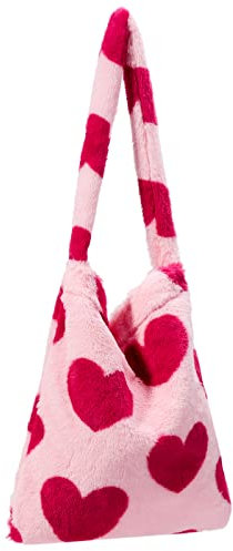 KALIDI Plüsch Handtasche mit Reißverschluss Niedlich Flauschige Crossbody Bag Damen Schultertasche für Uni Mädchen, Rosa