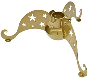 MORIA DESIGN Weihnachtsbaumständer aus Metall - Maße 59×69×26 cm, Pulverbeschichtet in Gold, inkl. Wasserbehälter - Christbaumständer für lebende Bäume