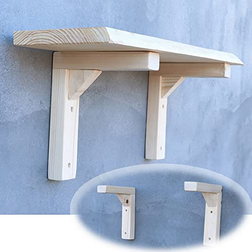 XFAK Support D'étagère Murale en Bois pour Tablettes Flottantes Supports pour Étagères Equerre Etagere Rustique pour Deco Murale(Nature) (Color : Solid Wood)