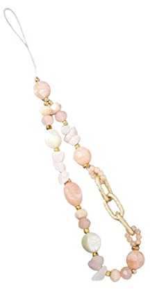 SCJJZ handykette,handy umhängetasche,handyband,handschlaufe kamera,handyanhänger,1 stück Handgemachte Kurze Rosa Kristall Perle Frauen Telefon Fall Lanyard Kette Lanyard