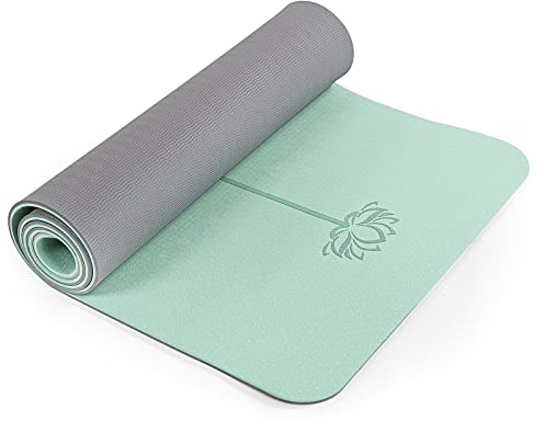 Marjar Yogamatte Rutschfest Gymnastikmatte TPE Fitnessmatte für Yoga Übungsmatte mit Tragegurt Sportmatte 183 cm x 61 cm x 0.8 cm, grün