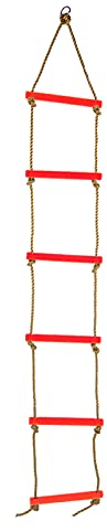 UPQRSG Strickleiter, Kunststoff Nylonseil, Robuste, Langlebige, Verschleißfeste Baumleiter, Design mit Sechs Abschnitten, Anpassbare Praktische Klettergriffe, für Kinder(Rot)