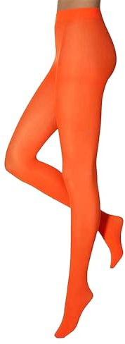 krautwear Damen Mädchen Leggins Leggings 60 den Karneval Fasching Kostüm schwarz rot rosa blau (neonorange L-XL)