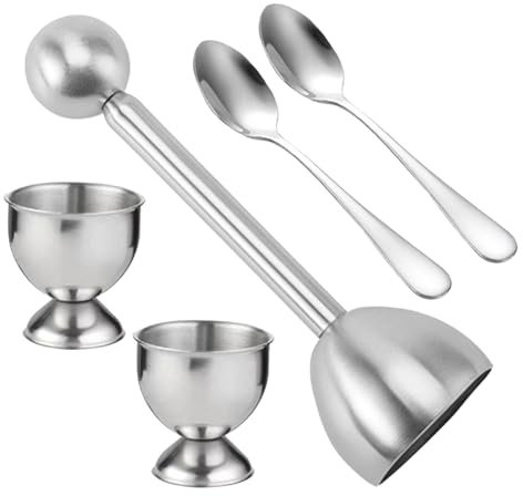 Oldmoom Porte-œufs à la Coque, Coquetier avec cuillère et Outils pour craquelins d'œufs, Support à œufs et Complet pour Stocker et Servir des œufs à la Coque