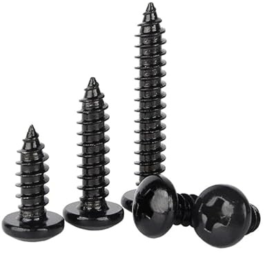 MOOPW Round Head Wood Screws - Stainless Steel 304 Black Zinc Plated Self Tapping Screws Cross Pan Head Pointed Tail Drilling Screw M3 x 30mm 50 Pcs