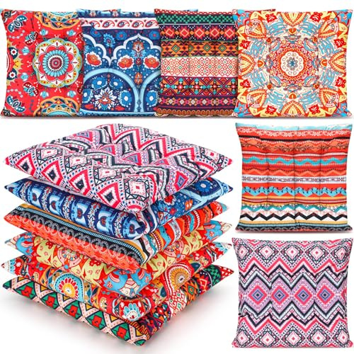Menkxi 6 Pcs Bohemian Floor Pillows Seating 15 Inch Boho Floor Cushions Sitting Pillows Square Yoga Mandala Meditation Pouf for Living Room Balcony Office Tatami(Classic)