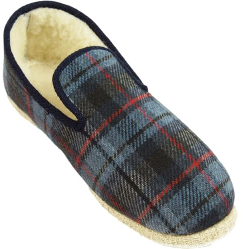 Charentaises traditionnelles FAMAS marine. Intérieur pure laine de mouton, semelles feutre de laine. (marine, Système Taille Chaussures EU, Adulte, Homme, Numérique, Large, 43)