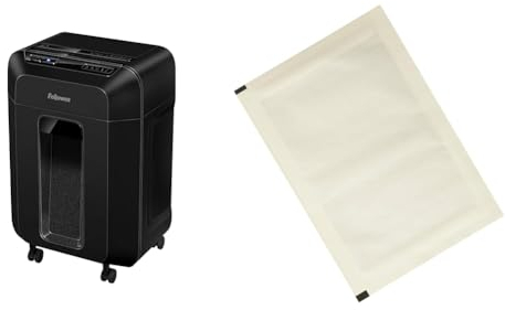 Fellowes Autofeed Aktenvernichter, AutoMax 90M, Minicut (P4) & Amazon Basics - Schmiermittelblätter für Aktenvernichter, 12er-Pack Automatisch, Mikroschnitt, Weiß