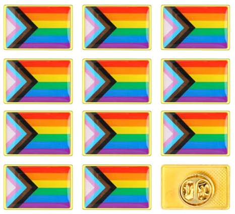 12 Piezas Bandera Orgullo Broches, Bandera LGTB Reutilizable de Colores Brillantes Orgullo Pins para LGBT, Arcoiris Pride Flag Broches para Solapa, Bolsos, Sombreros, Hombres, Mujer