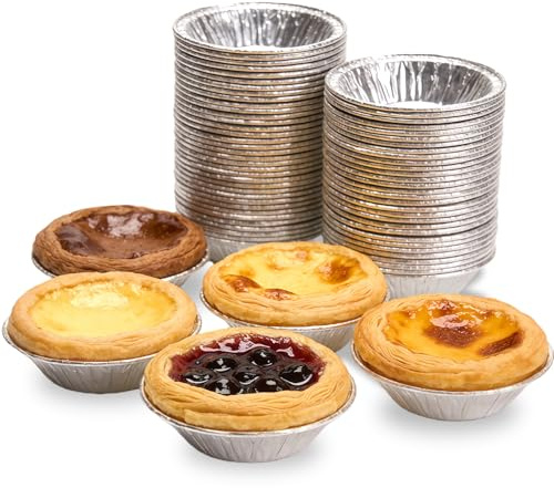 100 pcs Foil Trays Muffin Cases Foil Bun Cases Tin Foils Trays Foils Pie Trayss Cake Tins Mini Egg Tart Cases Supplies for Baking