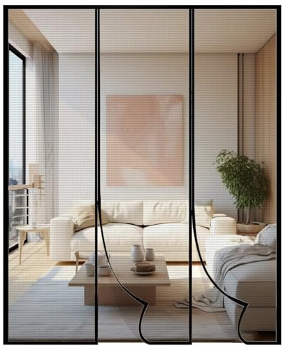 Magnetisches Moskitonetz für Balkon-, Schiebe- und Zimmertüren, Insektenschutz, Fliegengittertür mit magnetischer Adsorption, Schwarz, 60 x 215 cm