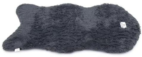 pfoten&nasen® Orthopädischer Hundeteppich in Fellform – Luxus Kunstfell Hundematte waschbar & gelenkschonend mit Memory-Schaum, flauschiges Hundebett, Hundekissen & Hundematratze[Dunkelgrau, 110x70cm]