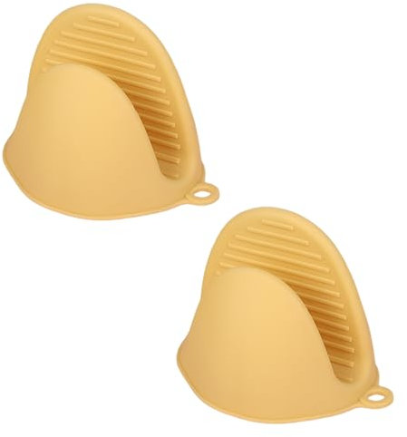 Bodhi2000 Guanti da forno resistenti al calore in silicone antiscivolo 1 paio di mini presine da cucina isolati per barbecue da cucina giallo