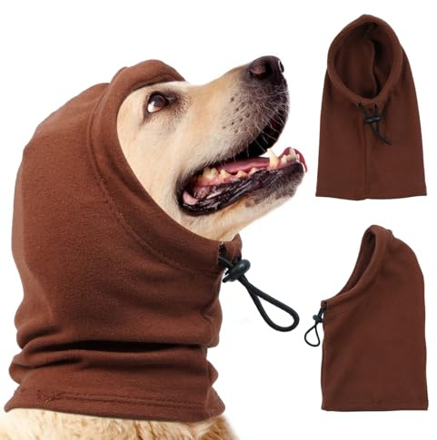 Katzinst Hunde-Schlauchschal für Den Hals und Ohrenwärmer für Hunde, Ohrenschützer, Angstlinderung und Beruhigung von Hundeohren,Warmer Winter-Haustier-Schlauchschal, Reduziert Lärm,Kaffee,L