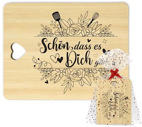 Cdithy Bambus Schneidebrett Küchen Geschenke für Frauen, Geburtstagsgeschenk für Frau und Freundin, Schön dass es Dich gibt Geschenke, Originelle Geschenk für Mama Freundin Männer, Muttertagsgeschenk