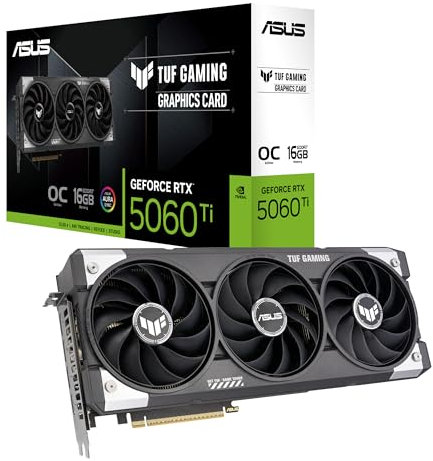 ASUS TUF Gaming GeForce RTX ™ 5060 Ti 16 Go GDDR7 OC Edition Carte graphique de jeu (PCIe® 5.0, HDMI®/DP 2.1, fente 3.1, composants de qualité militaire, revêtement PCB protecteur, ventilateurs