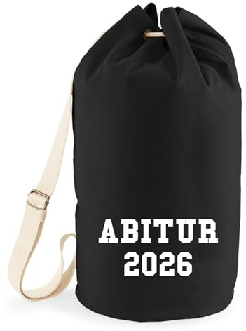 Huuraa Seesack Abitur 2026 ABI 20 Liter Black Baumwolle Rucksack Geschenkidee