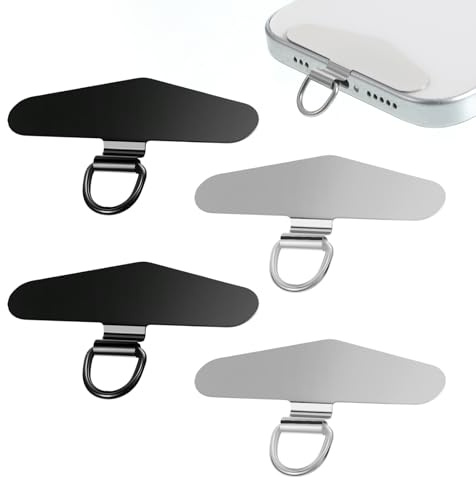 4 stycken universalplattor för mobilkedjor i rostfritt stål, mobilband med universalplattor, multifunktionella snoddplattor för mobil, mobilkedjehållare med snoddplatta, telefonhållarband med platta