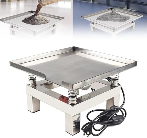 Table vibrante pour béton, mini-table vibrante en acier inoxydable,vibrateur à plaque plate 3000 tr/min,pour vibrer le ciment, le plâtre, la résine, le chocolat et la poudre humid 110V-35*35CM