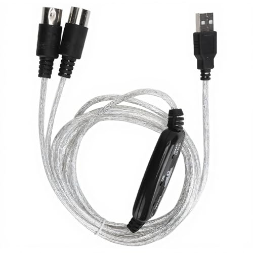 FAUOSWUK Midi To Usb Midi-Kabel Für Instrumente, Kabelloser Midi-Zu-Usb-Kabel-Konverter-Anschlus, MIDI -Konverter USB -Antrieb mit Integriertem Treiber -LED -Indikator