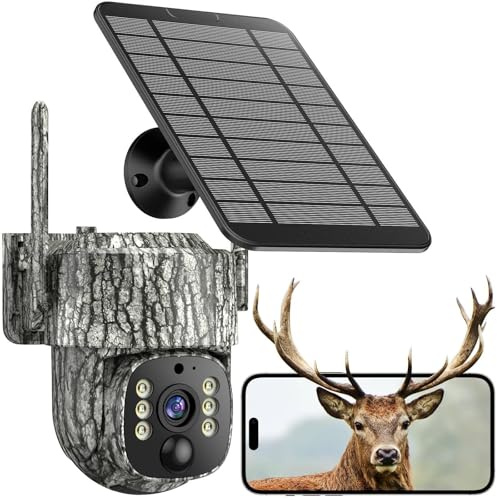 VOOPEAK 4G - Telecamera per selvaggina solare con scheda SIM, telecamera per animali selvatici a infrarossi con sensore di movimento per visione notturna, audio a 2 vie, tempo di attivazione, 7800 mAh