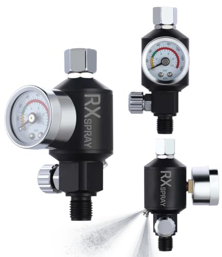RX Spray 1/4 Compressed Air Inline Filter Regulator Oil Water Separator Combo with Presure Gauge All in One Design for Spray Gun Air Tools