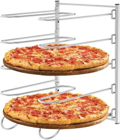 Toaboa Pizzaständer 5 Pizza Galvanisiertes Eisen Pzzapfannenständer Abnehmbar Pizzablech Rutschfest Pizzablechhalter Einstellbar Pizzapfanne Pizza Backblech für Restaurants Familien Partys