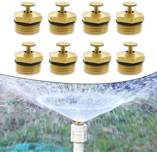 ZYNCUE Paquete de 8 cabezales de aspersor de latón G1/2 con boquilla ajustable de 360 grados para riego de jardín, agricultura, techo, refrigeración y conservación del agua