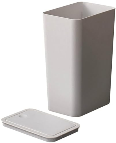 Poubelle Rectangulaire 30l à Pression en Plastique Blanc avec Couvercle | Poubelle Mince avec Couvercle, Style Rustique et Moderne, Usage Maison et Bureau