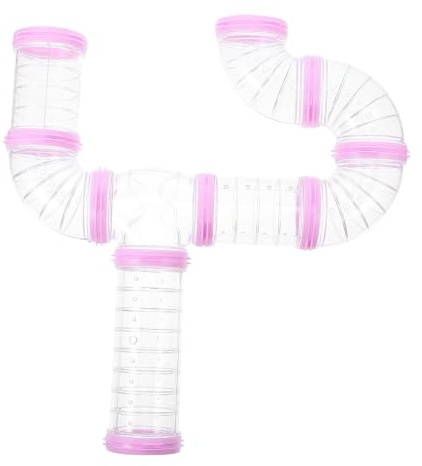 OHPHCALL Tunnel per Criceti in Plastica Rosa 8 Set Rinforzo All'ingresso, Fai-da-te per Animali Piccoli, Gabbia e Arricchimento Casa