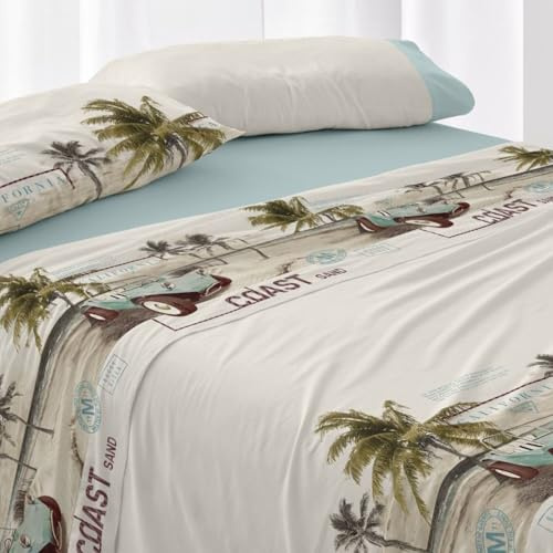 Burrito Blanco | Juego de Sábanas Algodón/Poliéster Cama 90 Agua Marina | 3 Piezas: Bajera, Encimera y Funda Almohada | 50% Algodón 50% Poliéster | 144 Hilos | Tacto Suave | Larga Duración