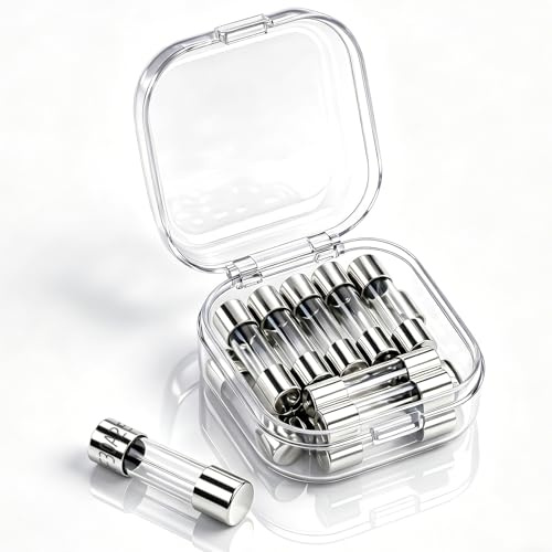 Heschen 15 Pcs Fast Blow Glass Tube Fuses, 30A 250V High Precision Electronic Circuit Protection for Multimeters and Audio Amplifiers, With Storage Box, 5x20mm | non-polarized framework ensuring rapid drop-in cartridge placement for Multimeters and Audio Amplifiers,Storage Box