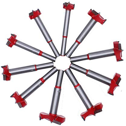 Schlangenbohrer 10 Stück Legierung Stahl Forstner Bohrer Bit Set, 15–50 mm-Holz Boring Bohrer Bit-Set, power Rotary Schneiden Holz Lochsäge Drill-Bohrer Holz Bohren, silber
