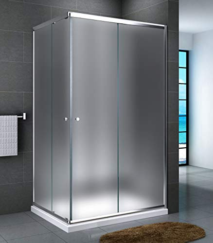 Yellowshop - Box Doccia Angolare 70 80 90 100 120 Cabina Bagno In Cristallo 6 MM Rettangolare Quadrato Curvo Serie Smart (Cm 80 x 120 Rettangolare, Cristallo 6mm Puntinato Opaco)