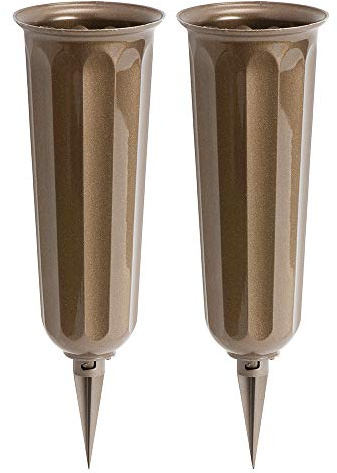 1 A Kunststoffvasen Friedhofsvase bronze metallic