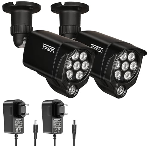 Tonton 8 LED Infrarot-Nachtsicht IR-Licht Beleuchtungslampe, LED IR-Strahler 30M (100ft) für Überwachungskamera/VR Playstation, 3Meter wasserdichte Steckdose für Innen-und Außenbereich 2Pack, Schwarz
