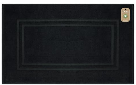 Lavea® Badematte 50x80 cm – Schwarz | Badezimmerteppich 100% Baumwolle, 800 g/m², saugstark, Badteppich, Badvorleger für Badezimmer – Frottierserie Bali