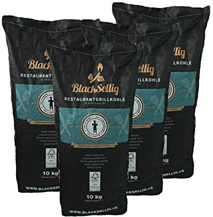 BlackSellig Restaurantgrillkohle – Profiqualität aus nachhaltiger Forstwirtschaft - FSC Zertifiziert (40kg)