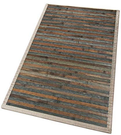 emmevi Bambus-Teppich aus Holz, grau, Stein, Küche, Bad, Tischset, Modell Bambus, 50 x 225 cm, Taupe