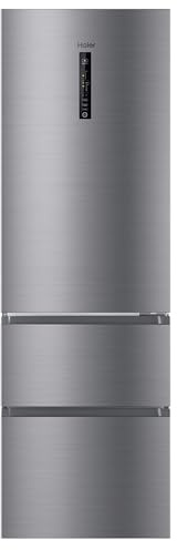 Haier 3D 60 Series 3 HTR3619FNMN - Frigorífico Combi, Cajones Direct Access Congelador, Tecnología Antibacterias ABT, Motor Inverter, My Zone, Total No Frost, Ancho 60cm, 348L, Iluminación LED, Inox