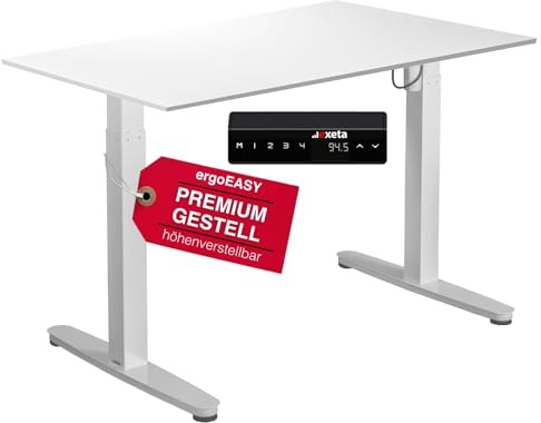 Exeta ergoEASY höhenverstellbarer Schreibtisch elektrisch 100-160cm inkl. Platte I Schreibtisch Gestell höhenverstellbar in weiß mit Motor I Tisch höhenverstellbar mit 2-Fach-Teleskop