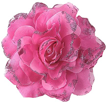 KABELIF 16CM Groß Blume Haarspange Haarblume Rose Brosche Blume Kopfschmuck Haarschmuck Boutonniere Handgelenksblume für Party Strand Hochzeit (Pink)