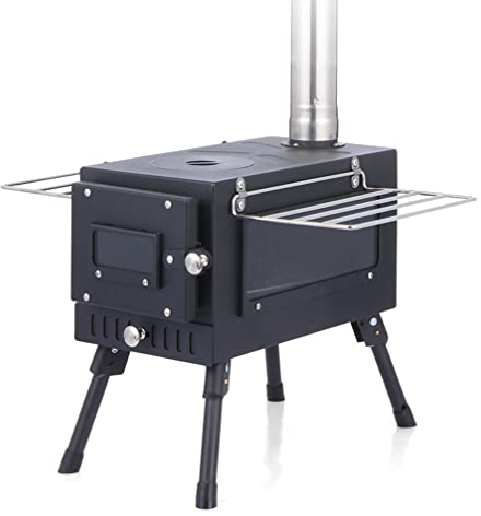 Stufa da Tnda Portatile,Stufa da Campeggio Pieghevole,Stufa a Legna Pieghevole Include Tubo in Acciaio Inossidabile per Camino,Materiale in Acciaio Laminato a Freddo,Stufa Riscaldante per Esterni