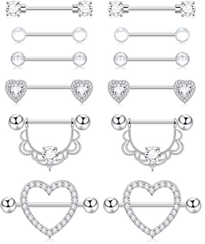 Shakalaka Surgical Steel Nipple Rings Body Piercing Jewelry for Women with Cute Heart 14g