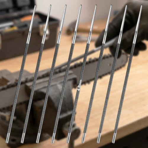 8er-Set Kettensägenfeile Ersatzpackung für Schärfen von Sägeketten | Sofortiger Austausch für müheloses Schärfen und anhaltende Schnittleistung - Hartstahl - langlebig - 4,8mm